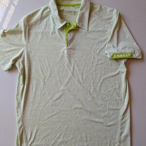 Oakley Men’s Performance Polo Shirt Green Striped Short Sleeve Golf MEDIUM